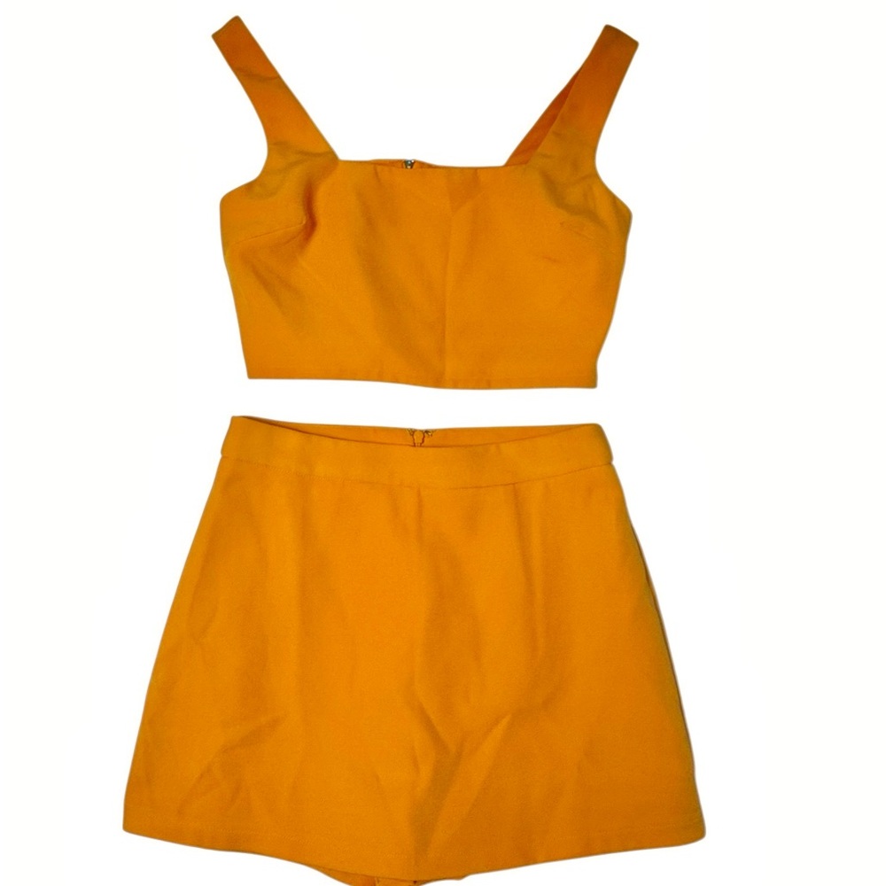 Lulus Orange Crop Top & High-Waisted Shorts Set - Size M